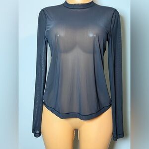 lululemon athletica Sheer Long Sleeve Top - Black No Size Label P2P 19